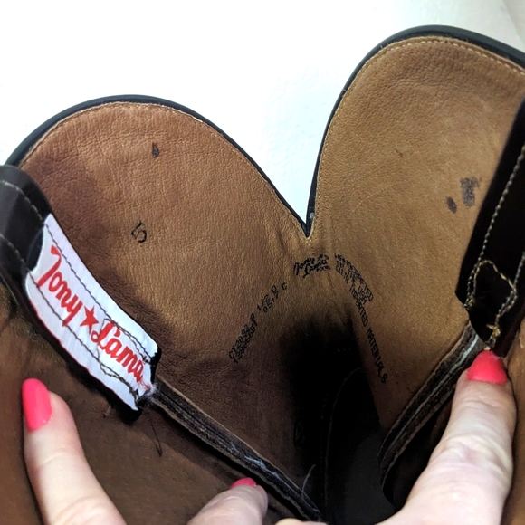 Tony Lama Men's Shrunken Shoulder Brown Leather Cowboy Boots CT2032 Size 8.5 D - Picture 13 of 13